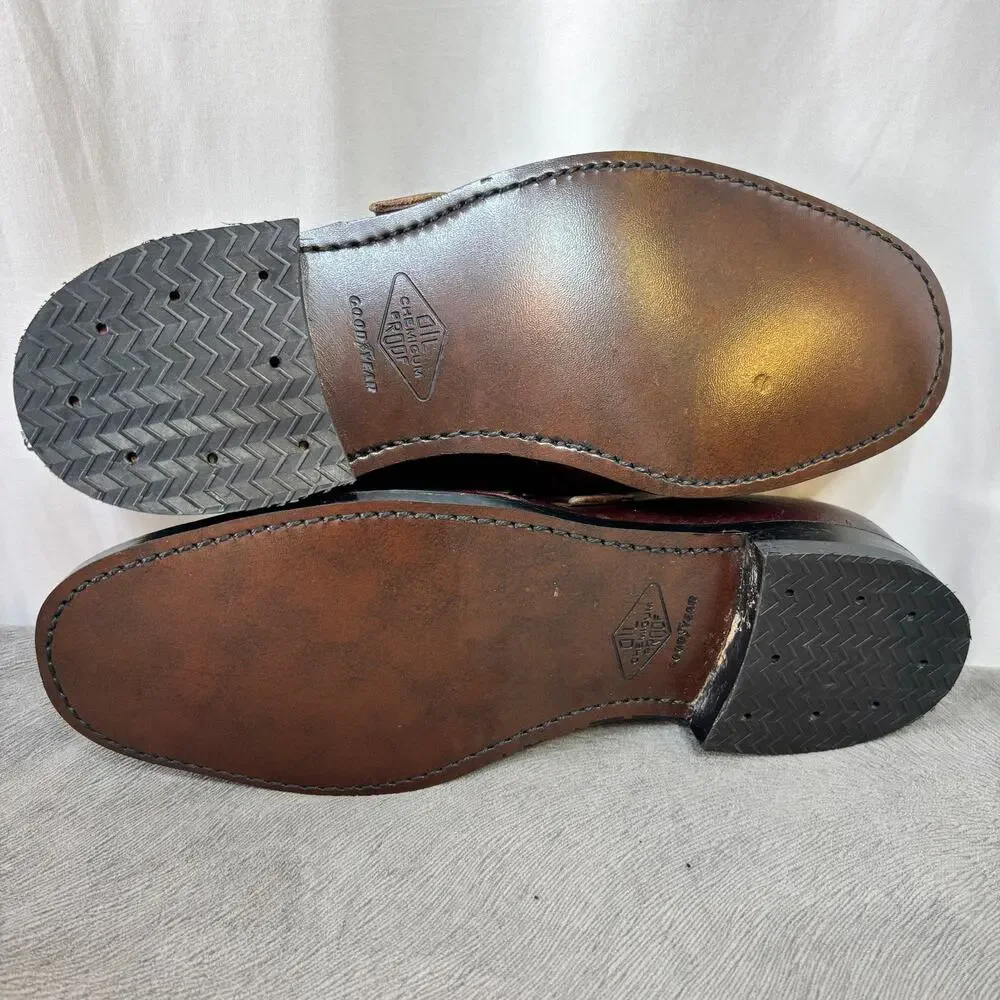 Safety Toe Loafers Lehigh Goodyear Welted Oil Proof Sole Men's Brown Size 8E USA